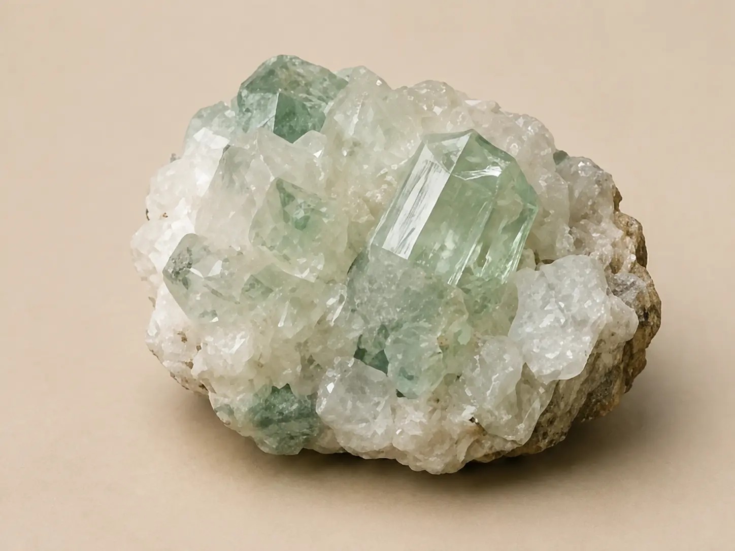 Helder wit mineraalprofiel van apofylliet