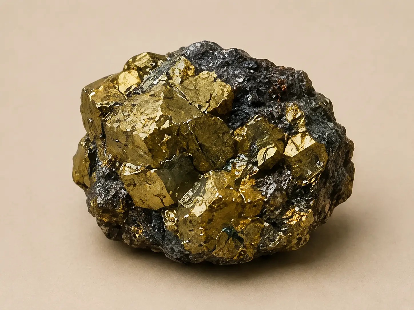 Messinggouden mineraalprofiel van chalcopyriet