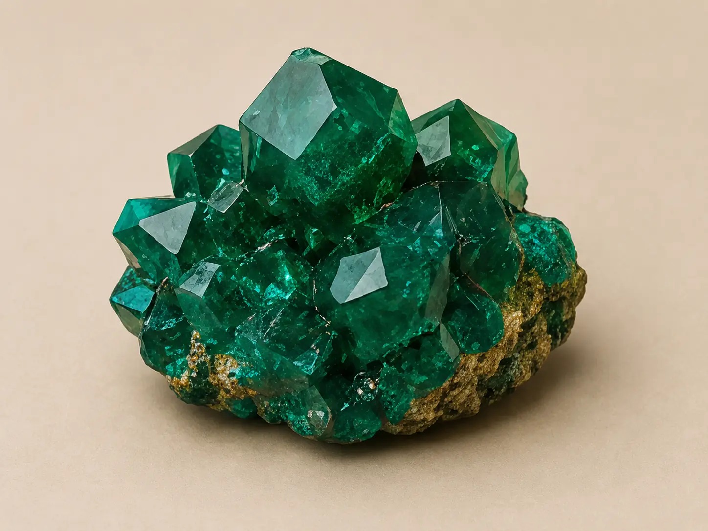 Smaragdgroen mineraalprofiel van dioptaas