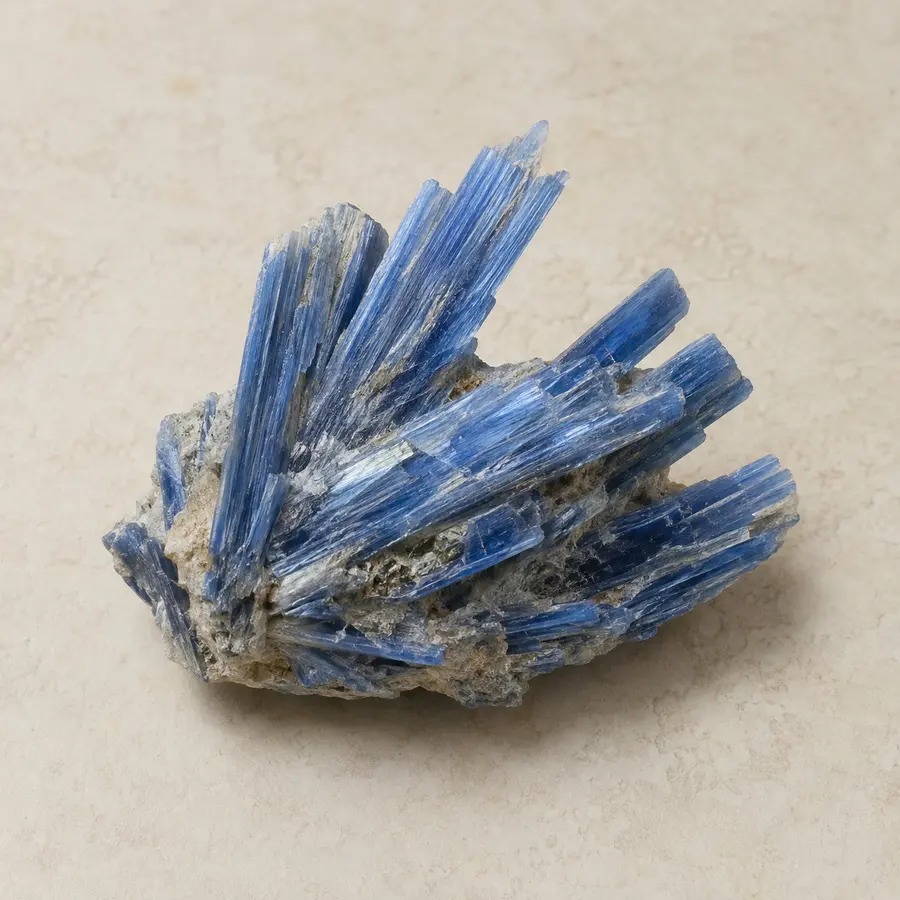 Blauw natuurlijk kyaniet met langgerekte kristalbladen