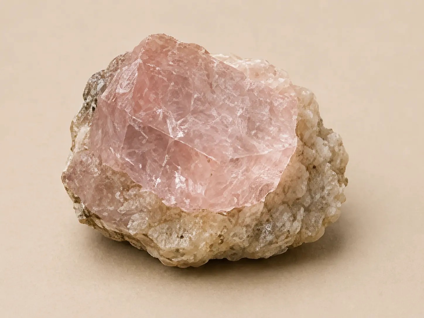 Zachtroze mineraalprofiel van morganiet