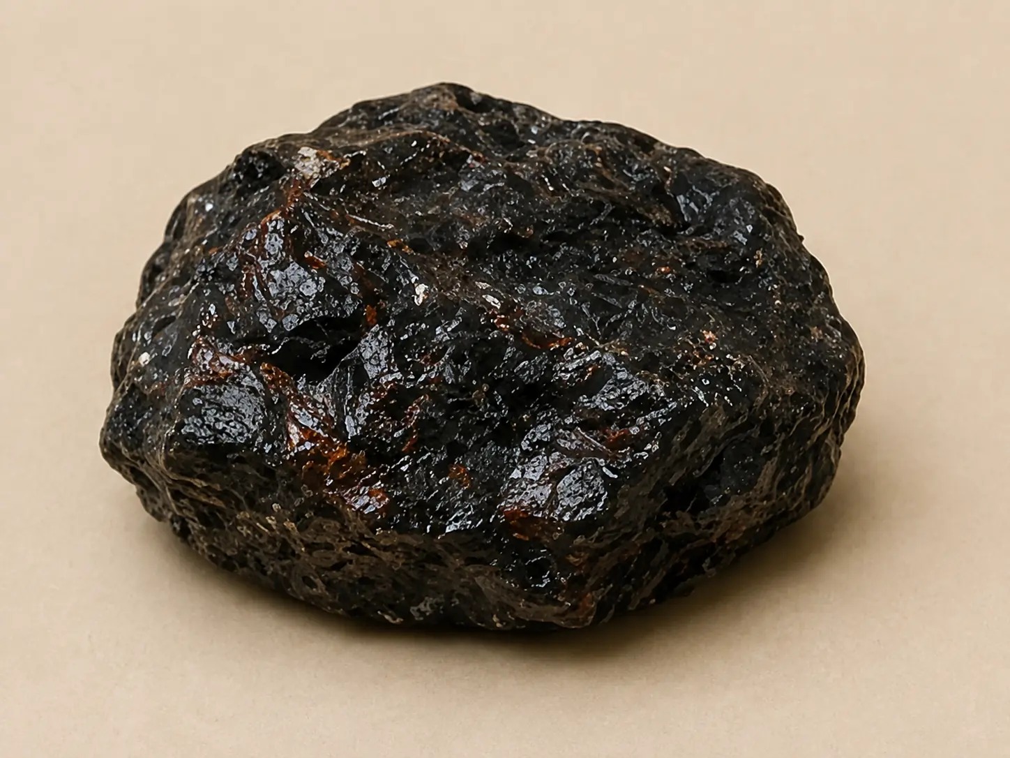 Zwartgoud glanzend mineraalprofiel van nuummiet