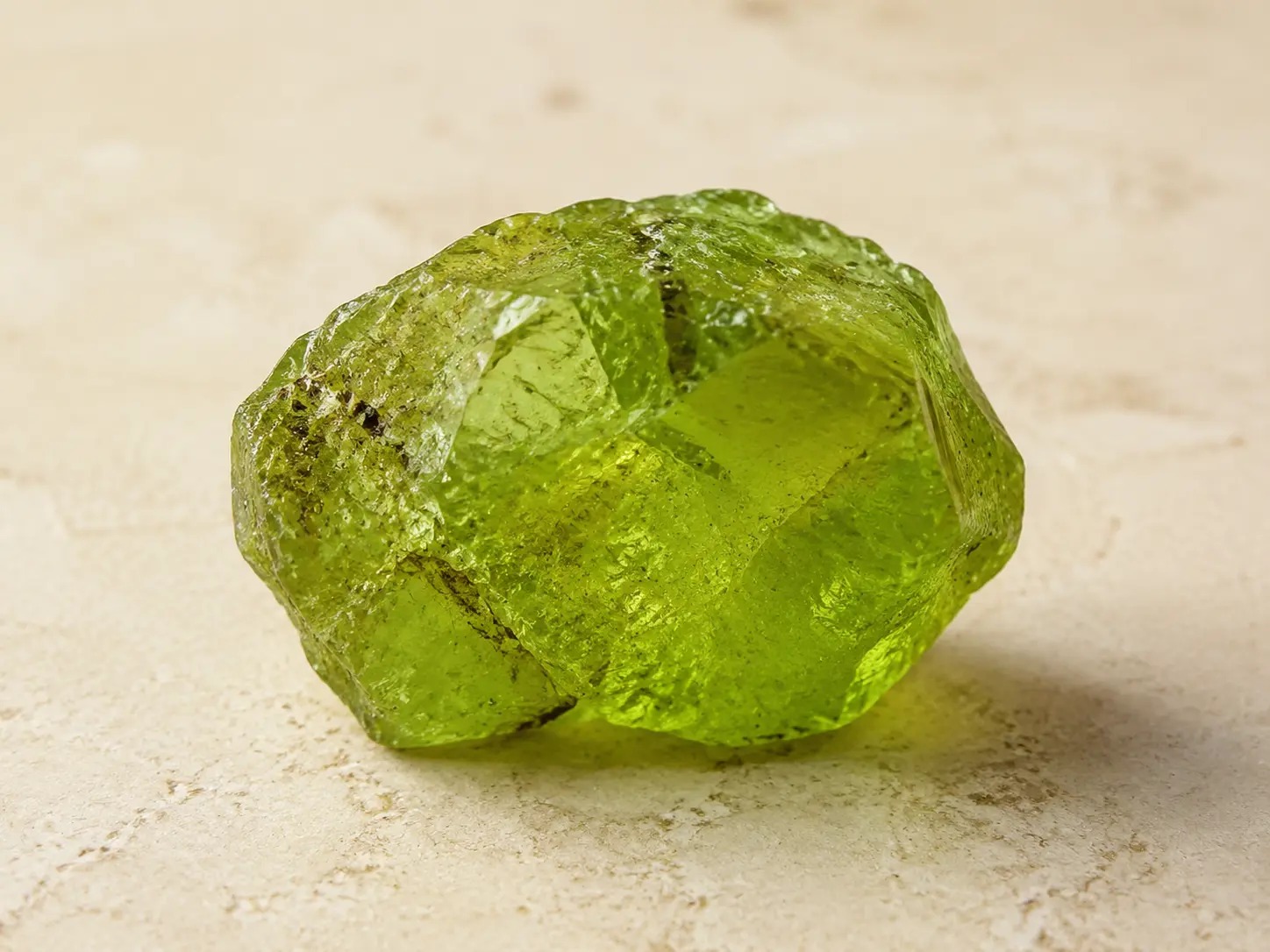 Helder geelgroen natuurlijk peridootkristal