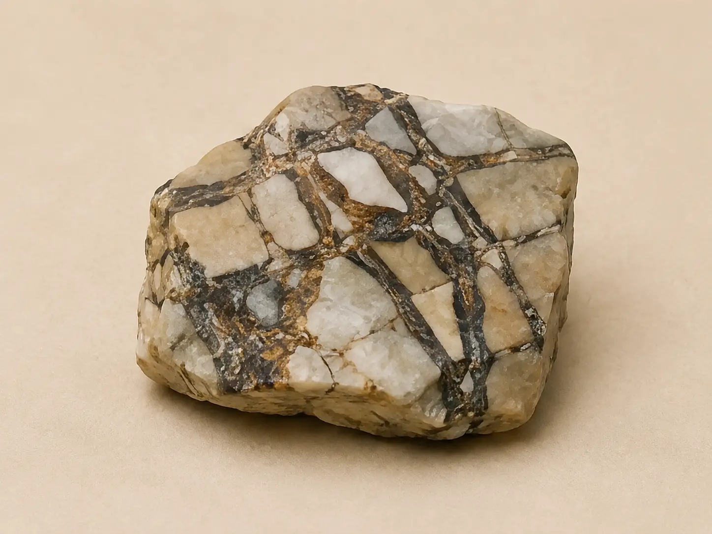 Grijszwart gelijnd mineraalprofiel van Picassojaspis