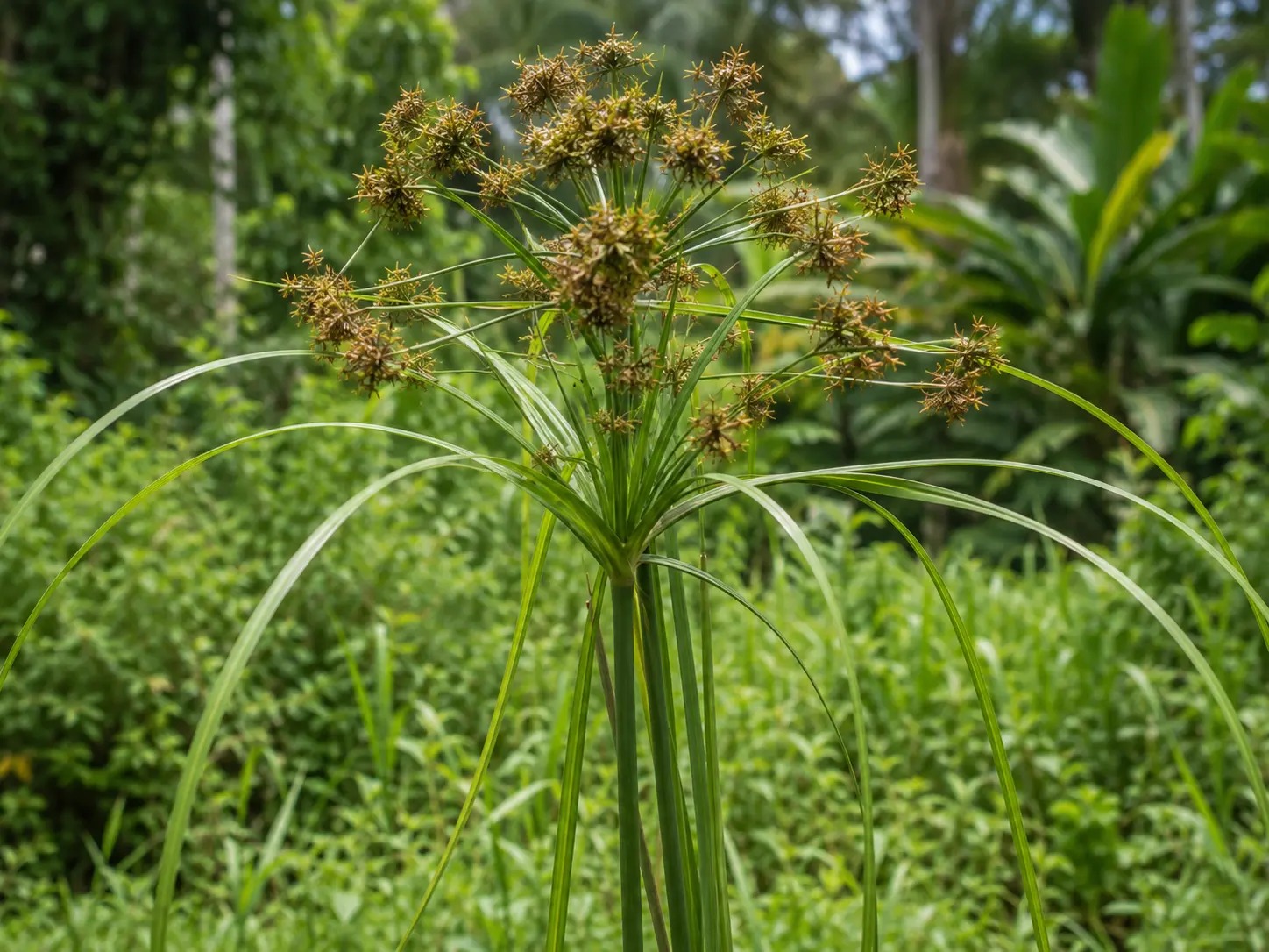 Botanische impressie van Adru (Cyperus prolixus)