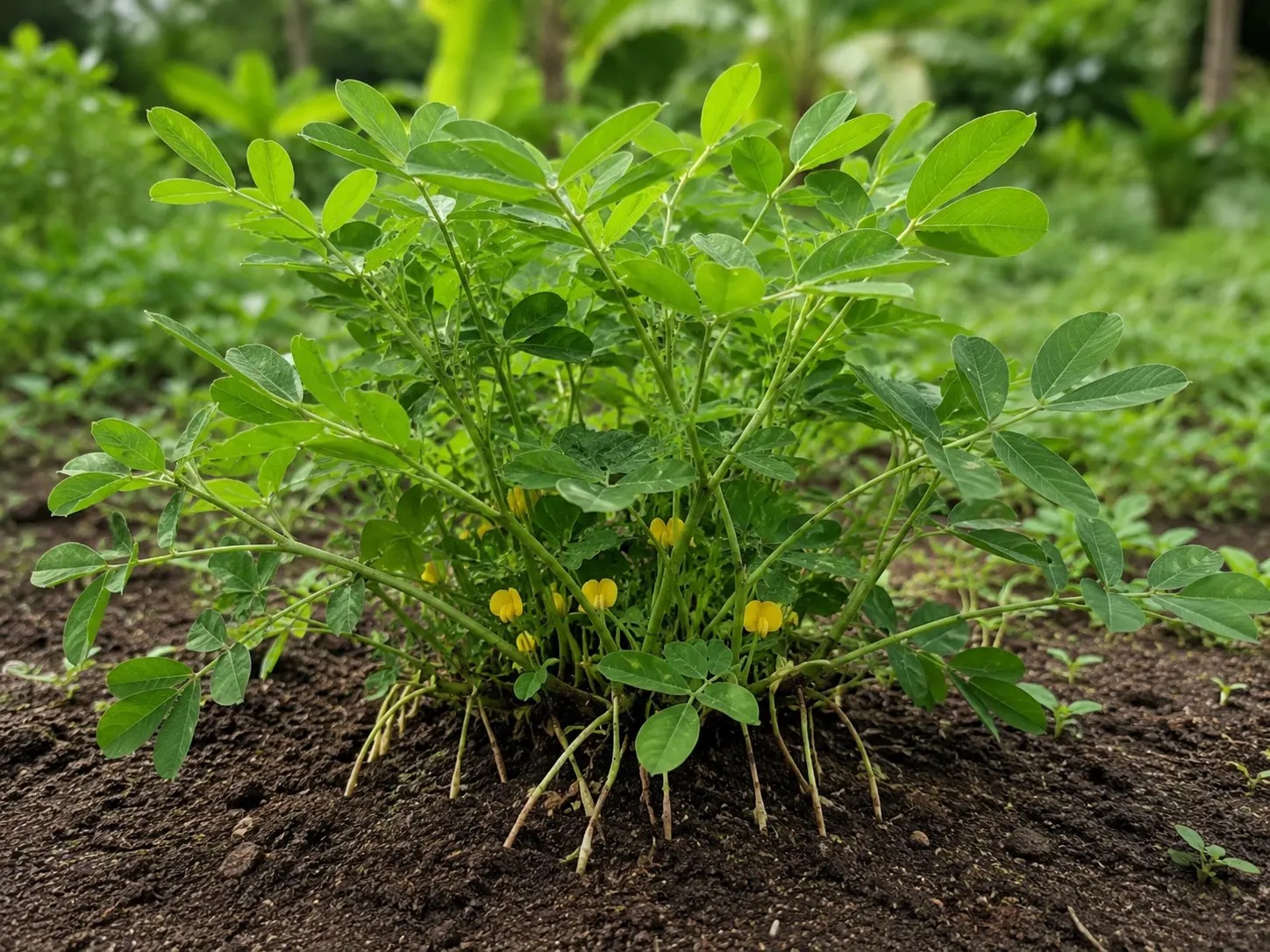 Botanische impressie van Kondre pinda (Arachis hypogaea)