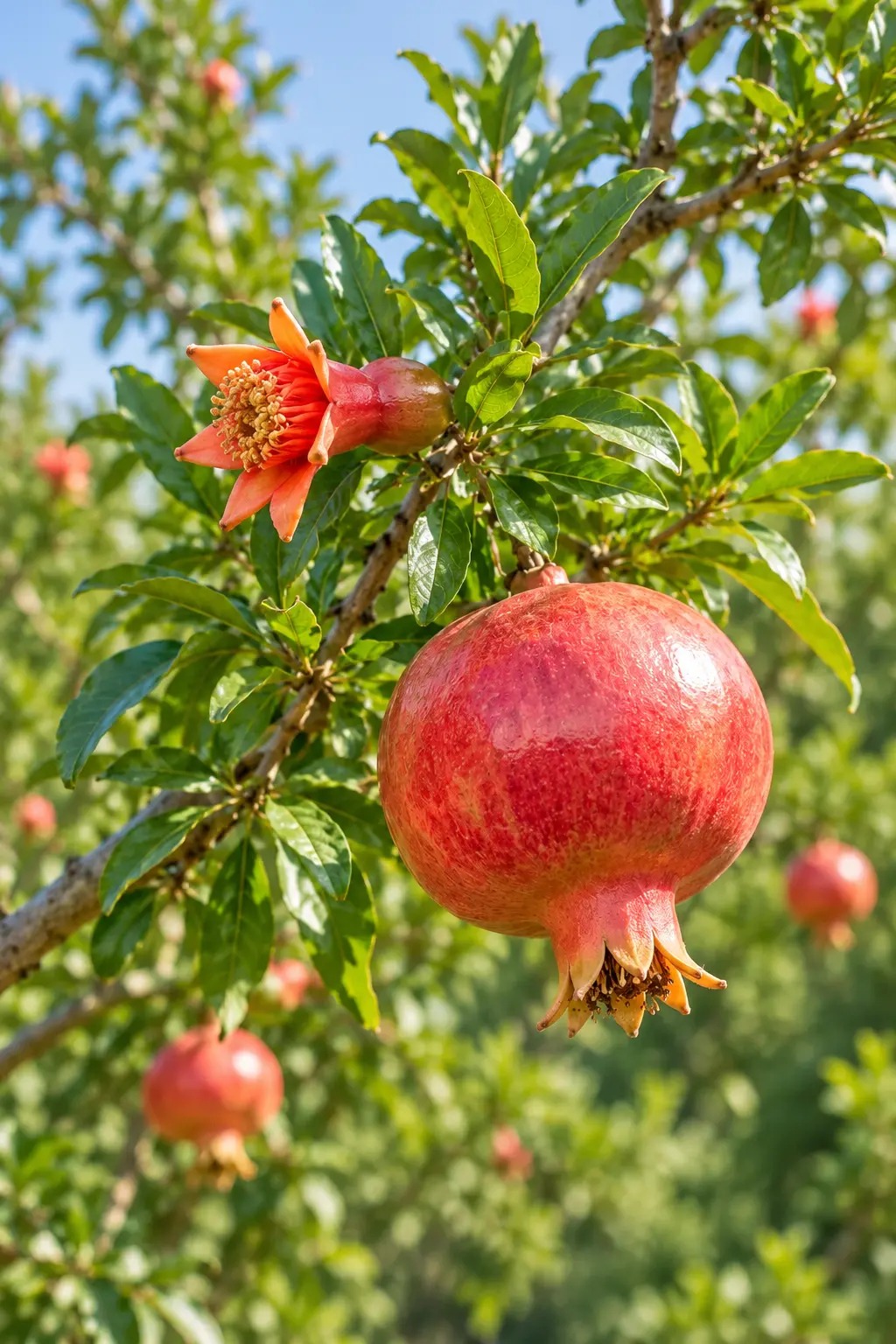 Gegenereerde botanische impressie van Granaatappel (Punica granatum)