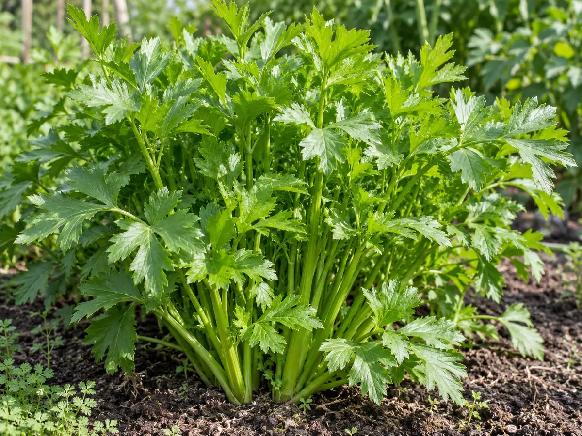 Realistische, gegenereerde foto van bladselderij (Apium graveolens)