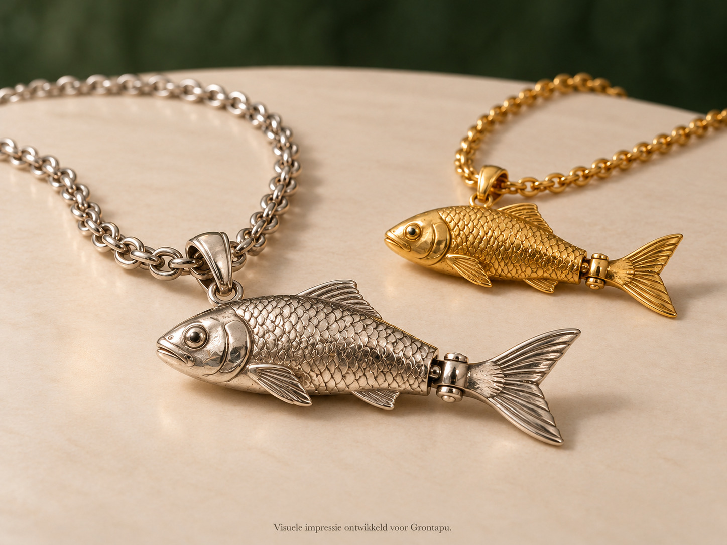 Botoketting met natuurgetrouwe vis en beweegbare staart